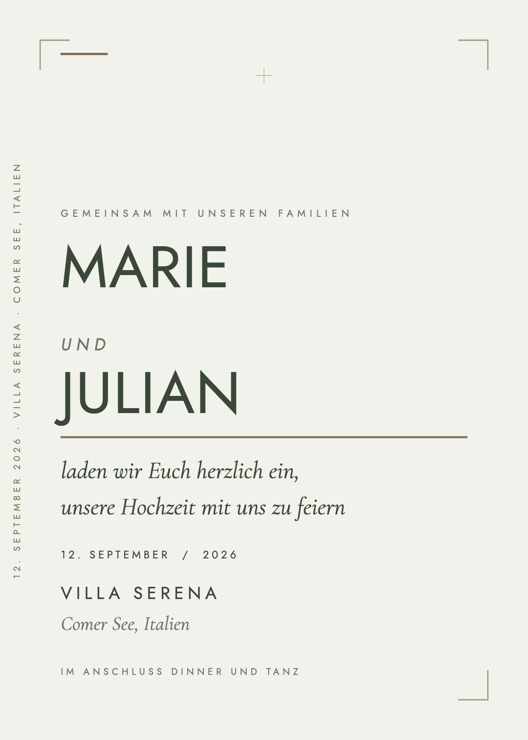Hochzeitseinladung, Vorlage Ada, Farbwelt Sage & Linen