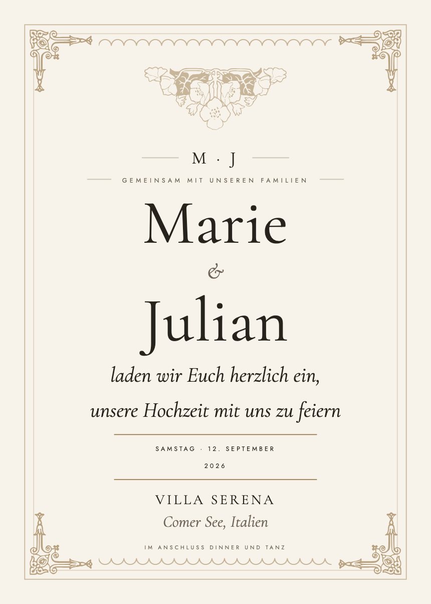 Hochzeitseinladung in der Vorlage Lucia