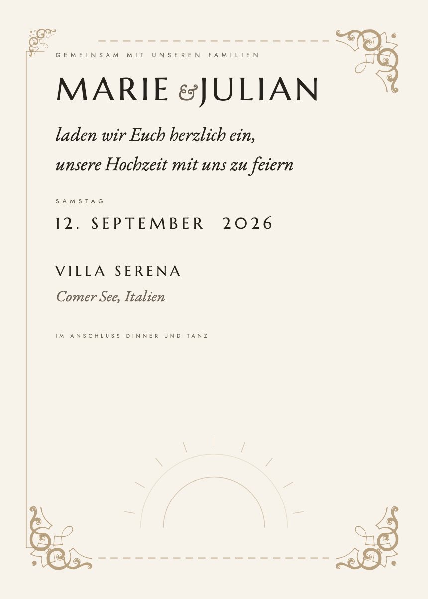 Hochzeitseinladung in der Vorlage Marisol