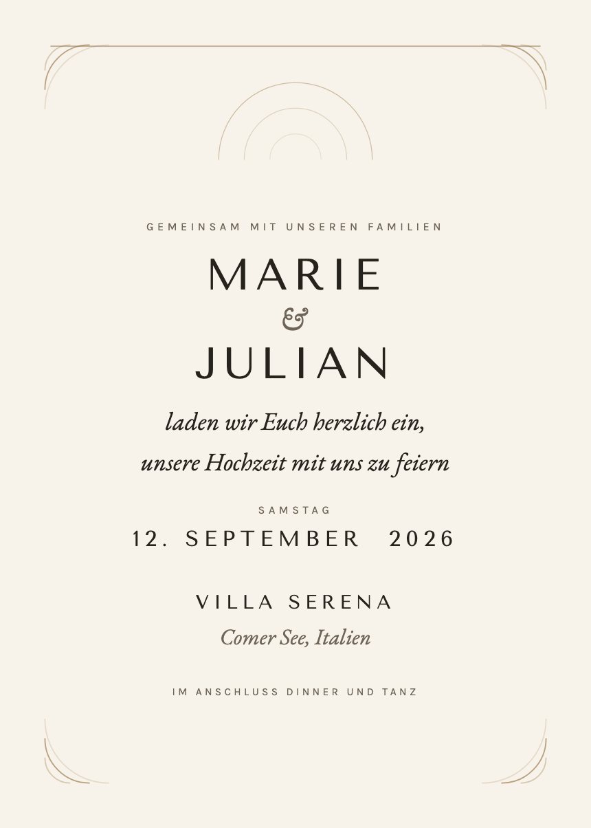 Hochzeitseinladung in der Vorlage Nordis