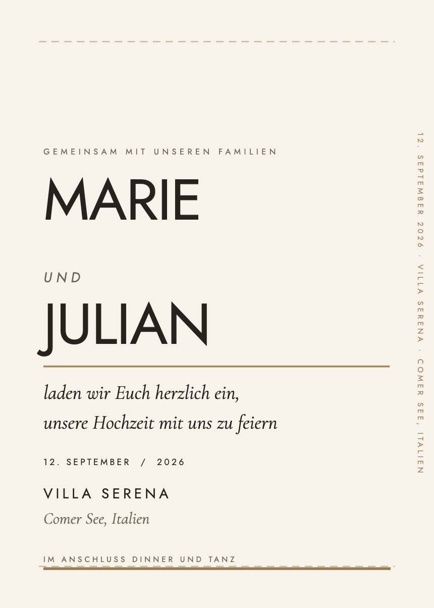 Hochzeitseinladung in der Vorlage Otto