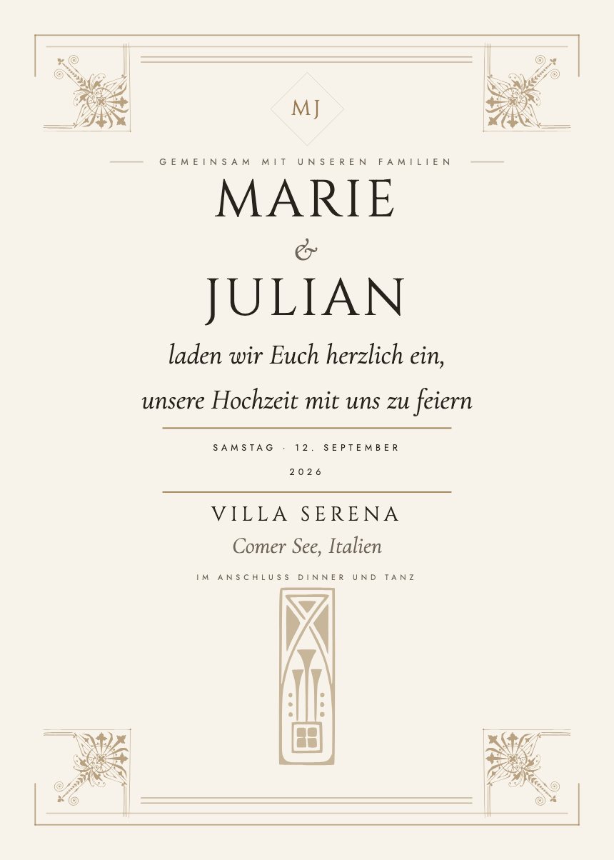 Hochzeitseinladung in der Vorlage Vera