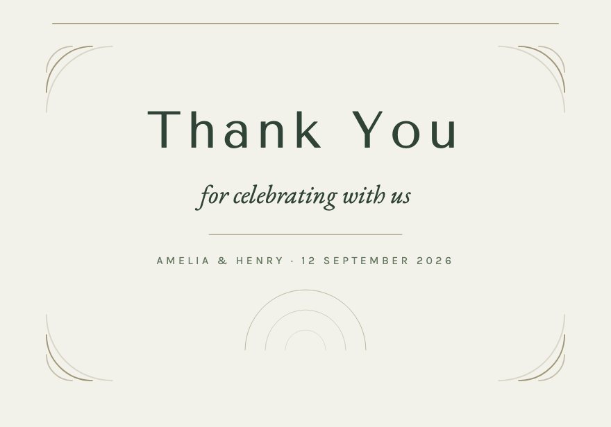 Thank you card, Nordis template, Forest & Bone palette