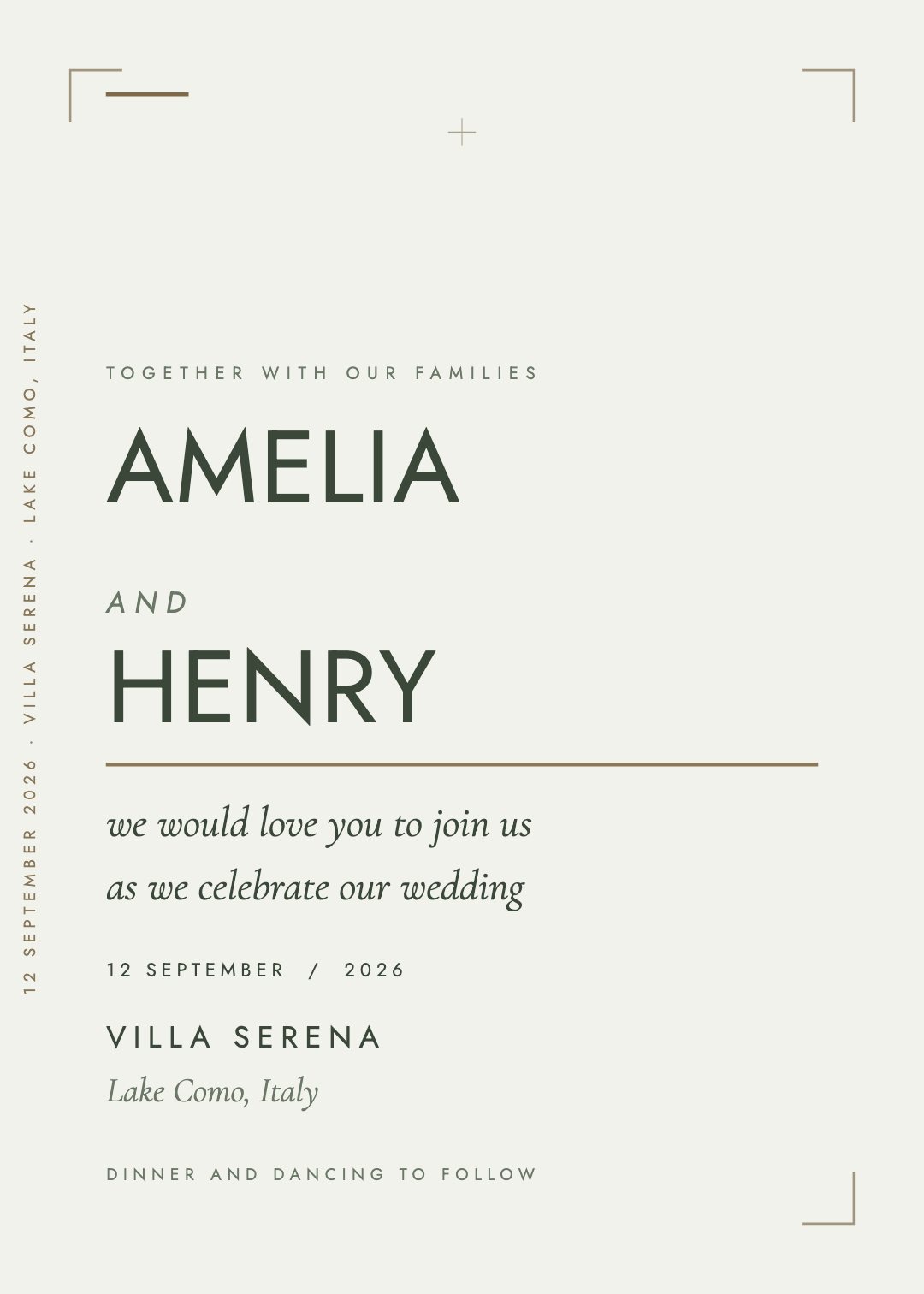 Wedding invitation, Ada template, Sage & Linen palette