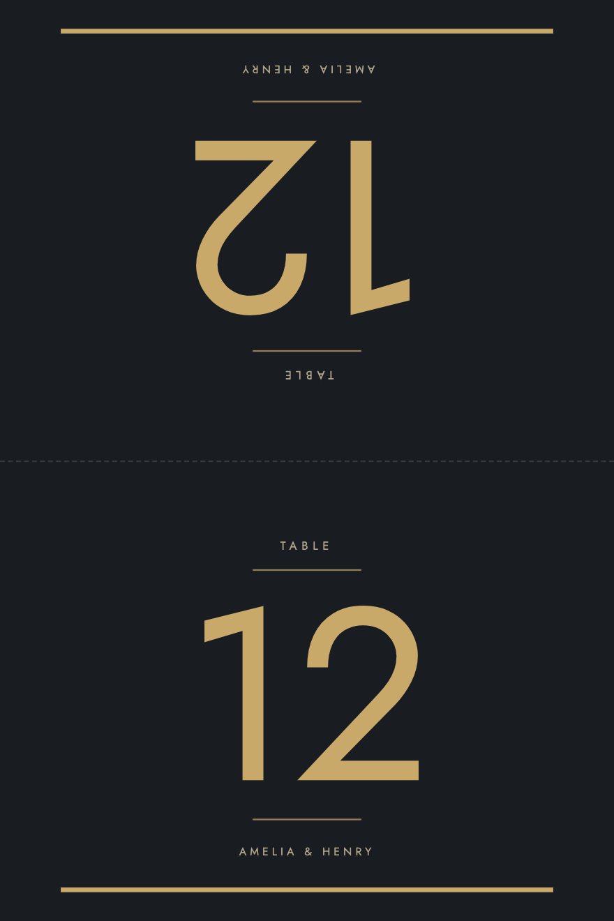 Table number, Otto template, Midnight & Champagne palette