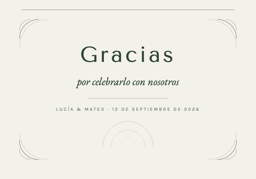 Tarjeta de agradecimiento, plantilla Nordis, paleta Forest & Bone