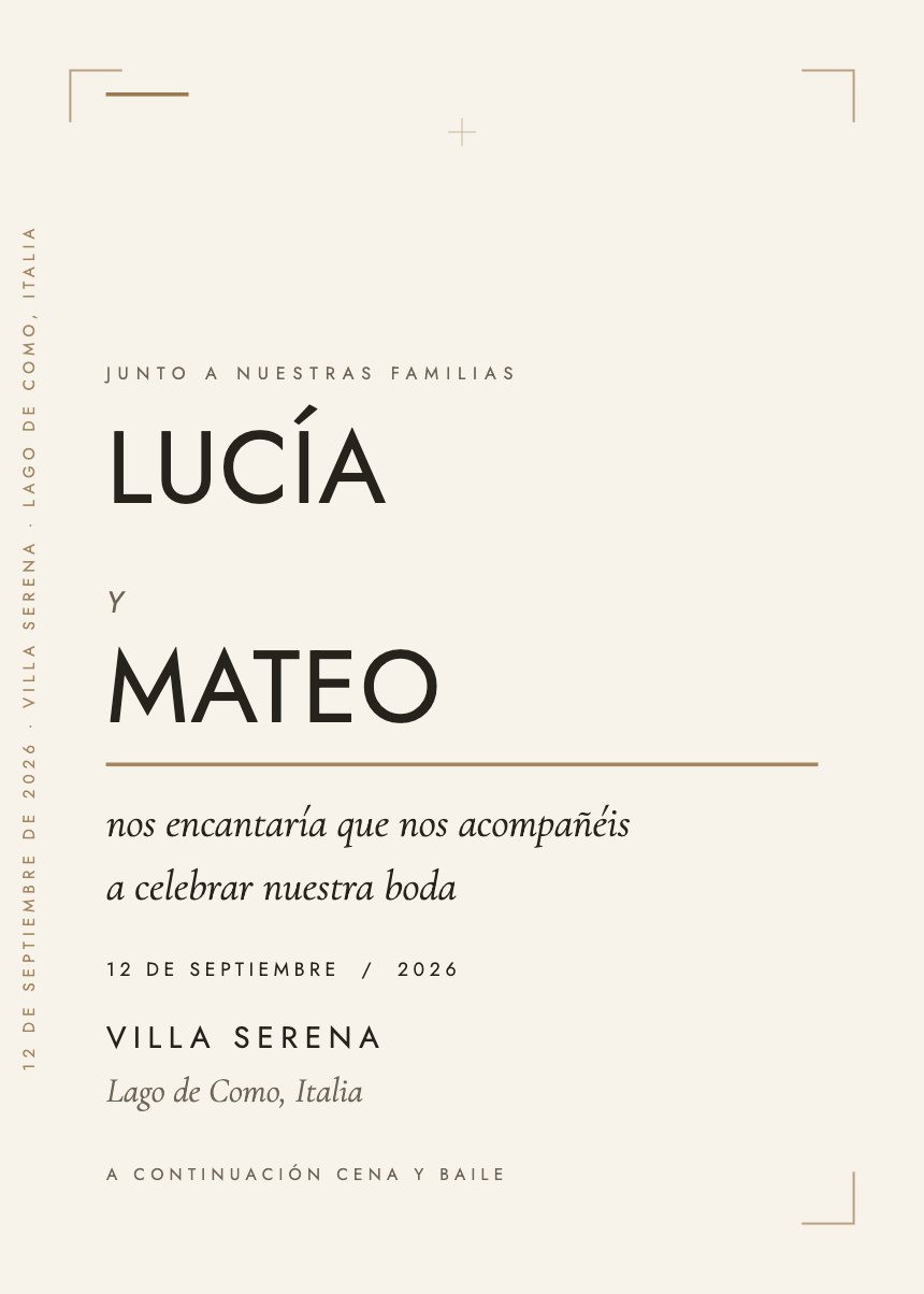 Invitación de boda con la plantilla Ada
