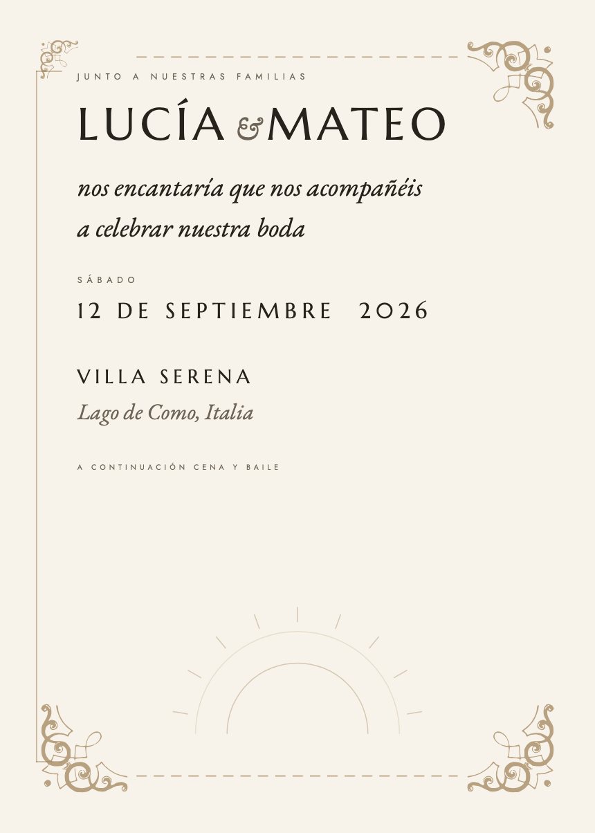 Invitación de boda con la plantilla Marisol