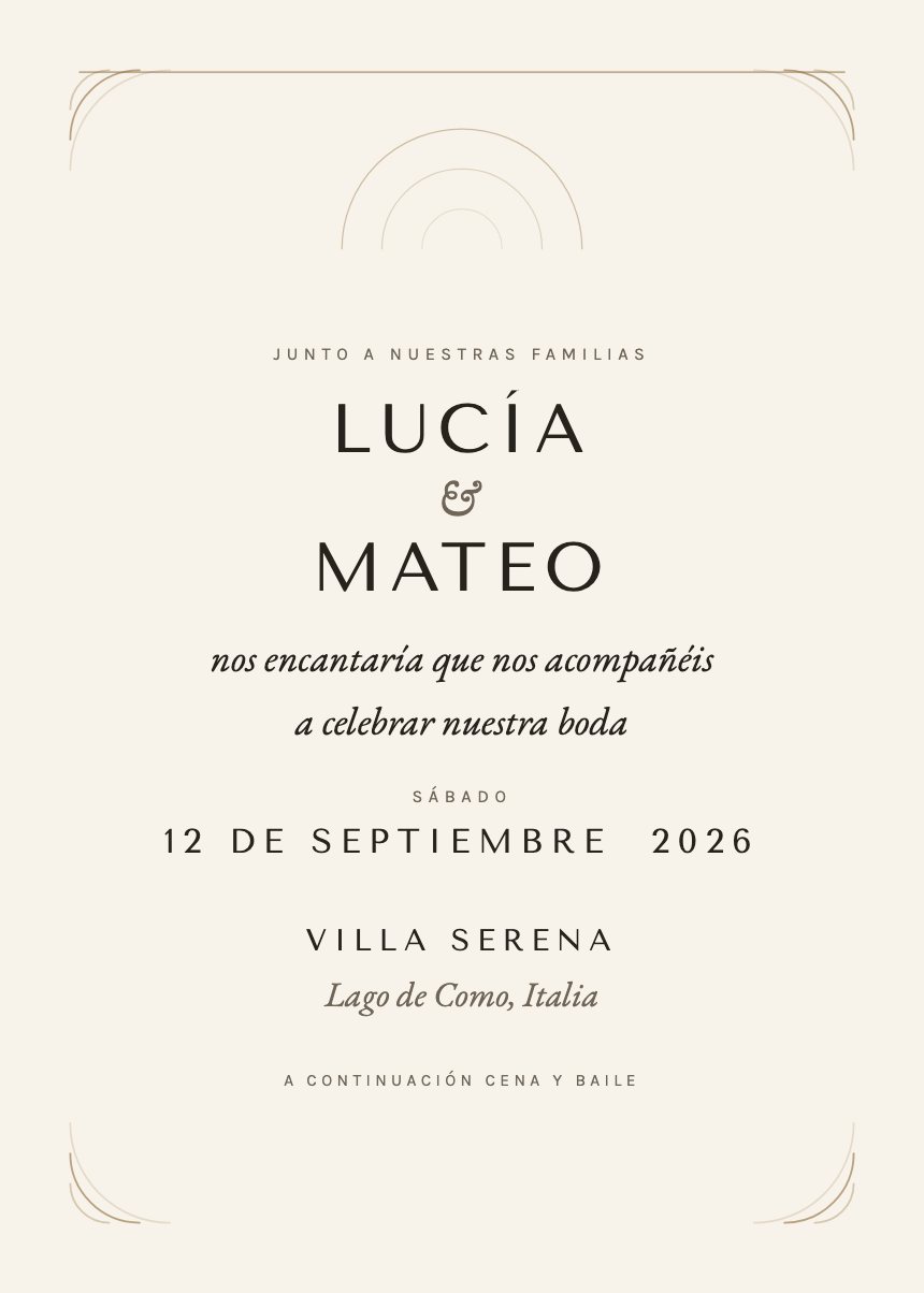 Invitación de boda con la plantilla Nordis