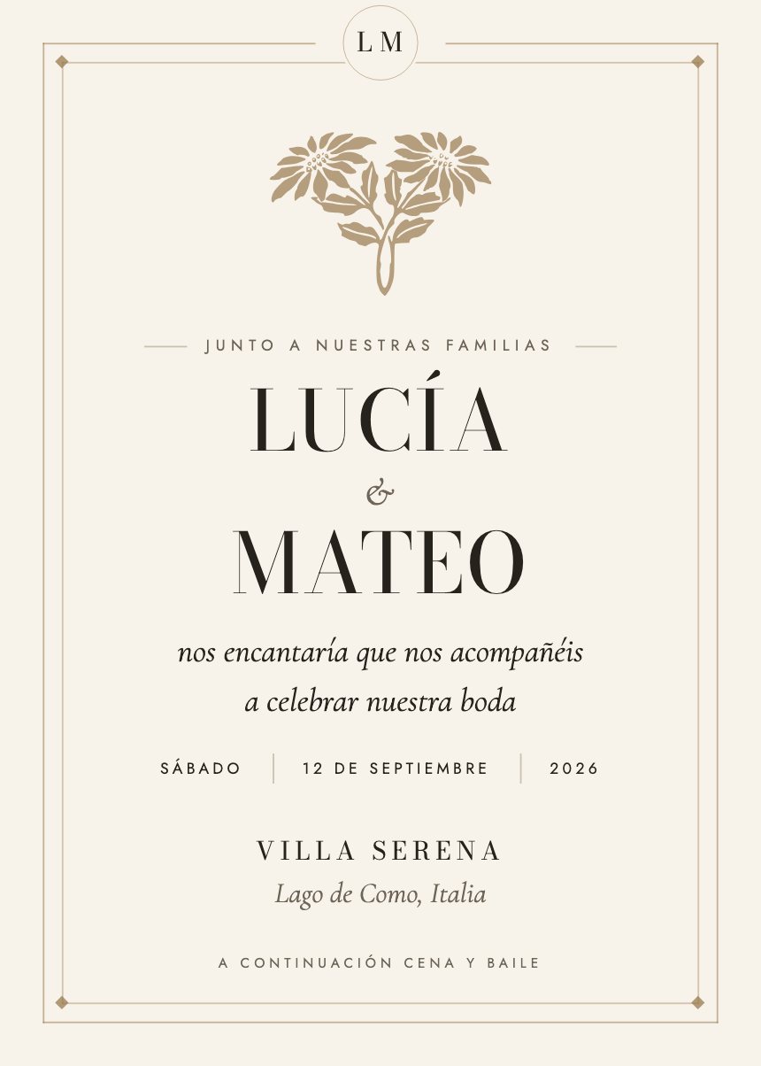 Invitación de boda con la plantilla Serena