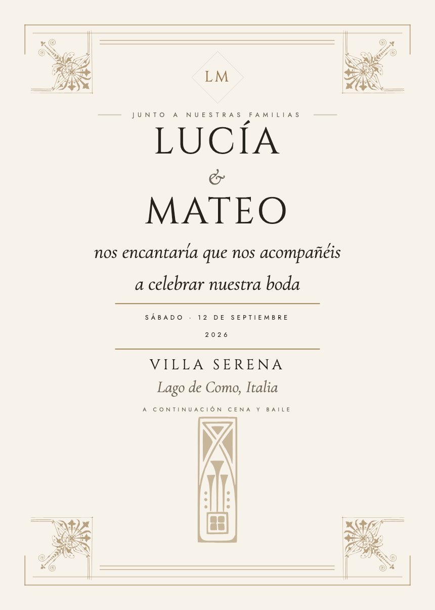 Invitación de boda con la plantilla Vera